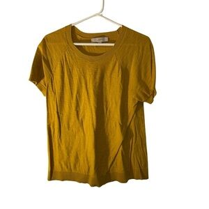 Loft Short Sleeve Crew Neck Sweater | Mustard Yellow | Size M